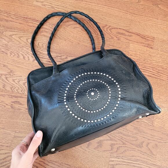 Patricia Nash Black Purse Metal Studs - Picture 2 of 6